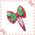 red green white small Christmas bow snap clip